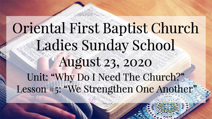 OFBC Ladies Sunday School Lesson for August 23, 2020